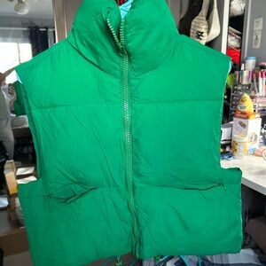 Vibrant Green Puffer Vest cropped